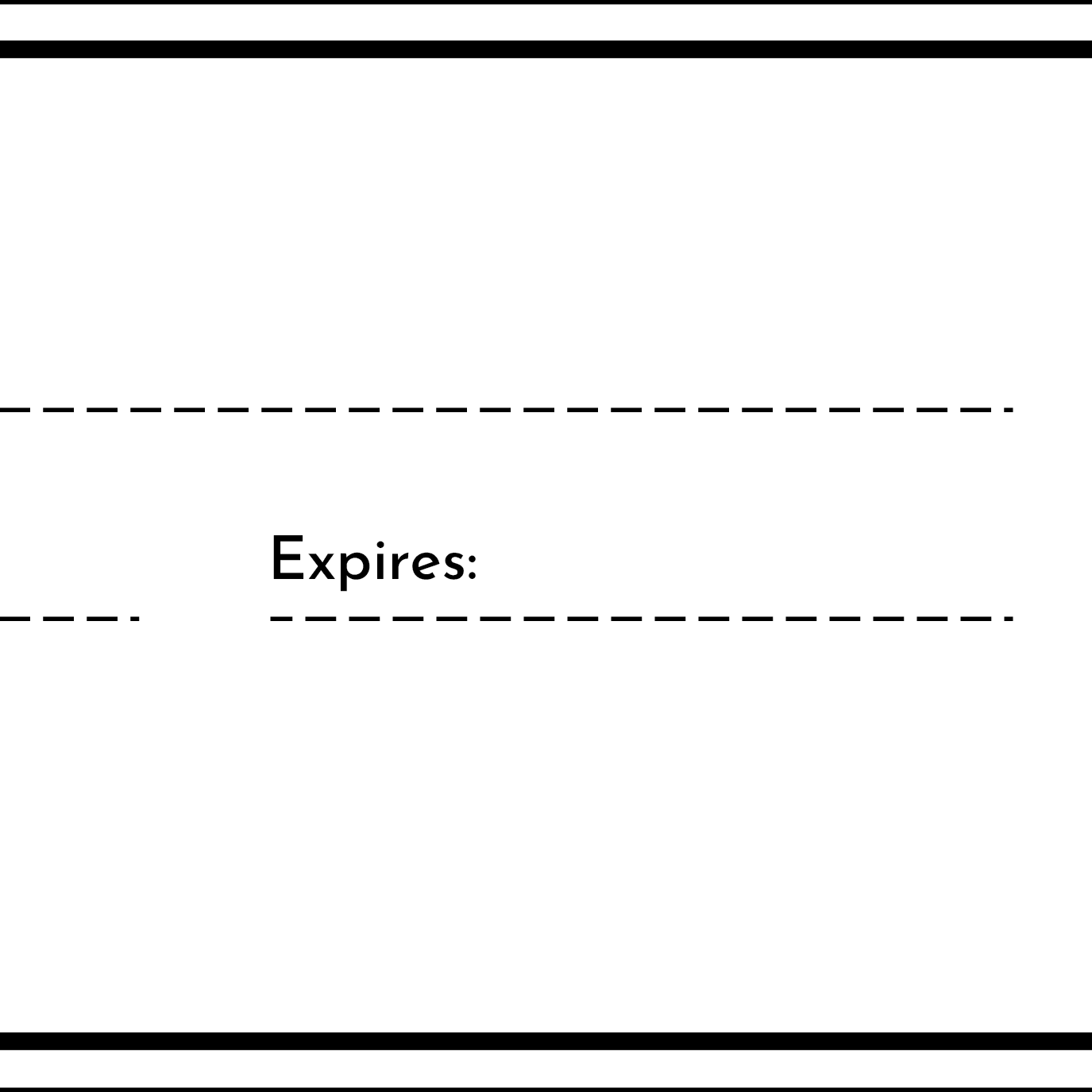 A blank card with labeled sections for card number, expiration date, and signature.